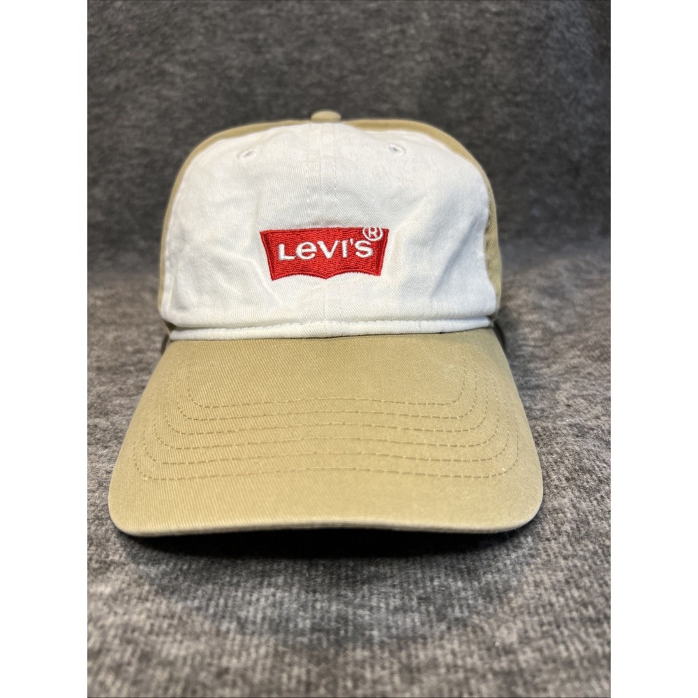 Levi's Baseball Cap‎ Youth Tan/White Embroidered Adjustable Strapback Hat Clean!
